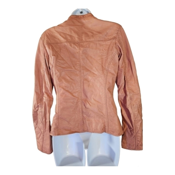 Rino & PELLE DISTRESSED MOTO JACKET IN BLUSH PINK - Picture 6 of 8